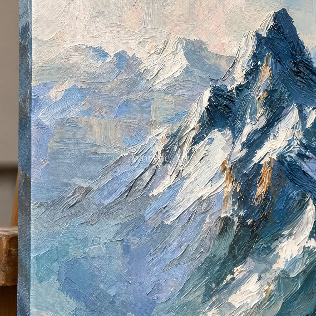 Aster Sand: Blue Snow Mountain Art — detail easel