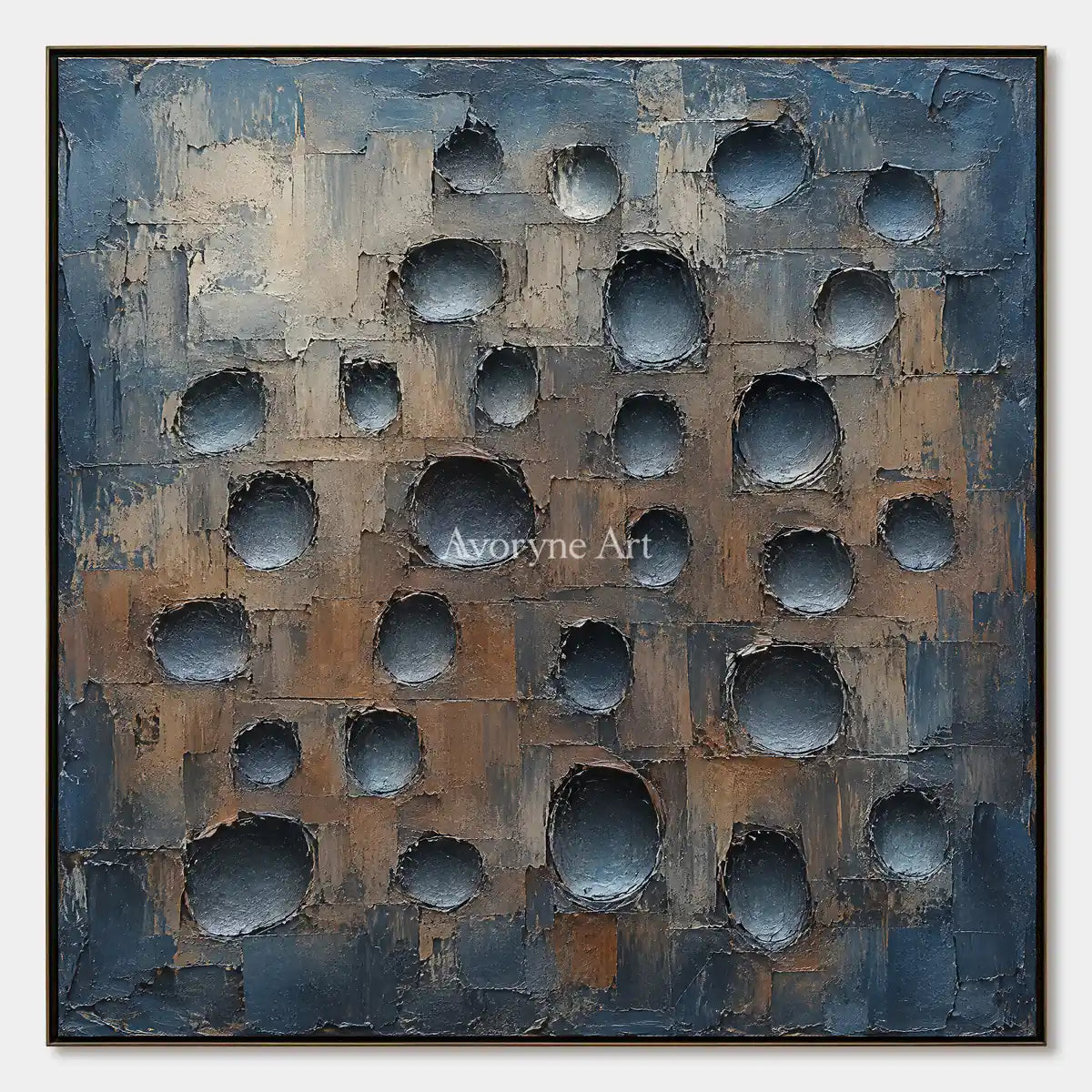 Bluehollow: Blue Textured Grid Wall Art — primary