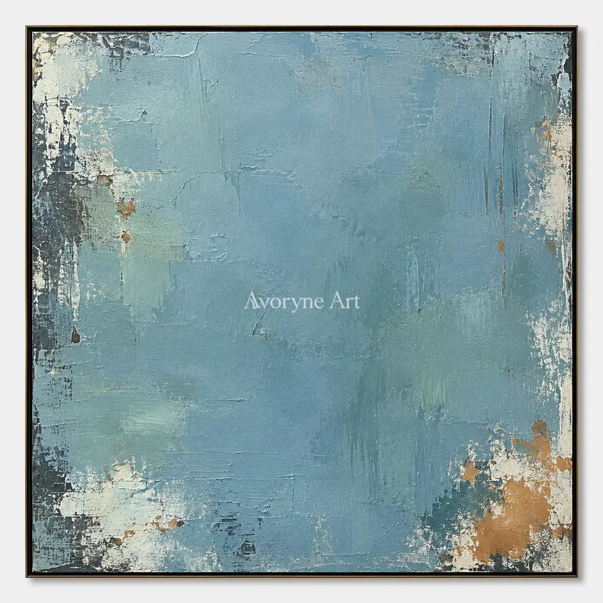Blue Patina: Blue Weathered Abstract Wall Art — primary