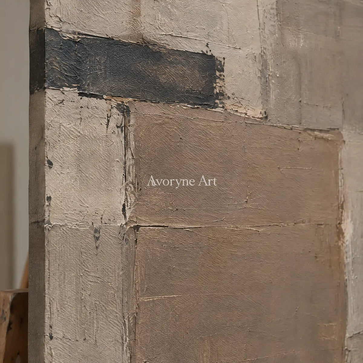 Umber Register: Brown Geometric Texture Art — detail easel