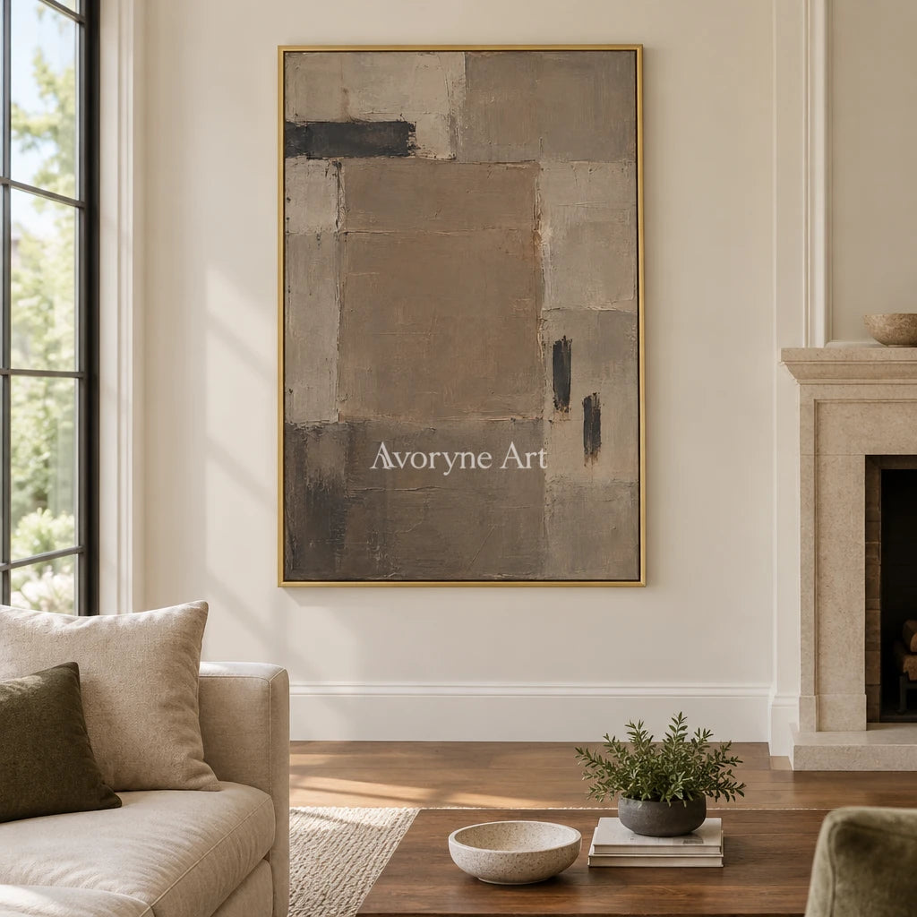 Umber Register: Brown Geometric Texture Art — living gold