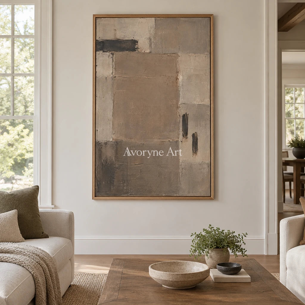 Umber Register: Brown Geometric Texture Art — villa wood