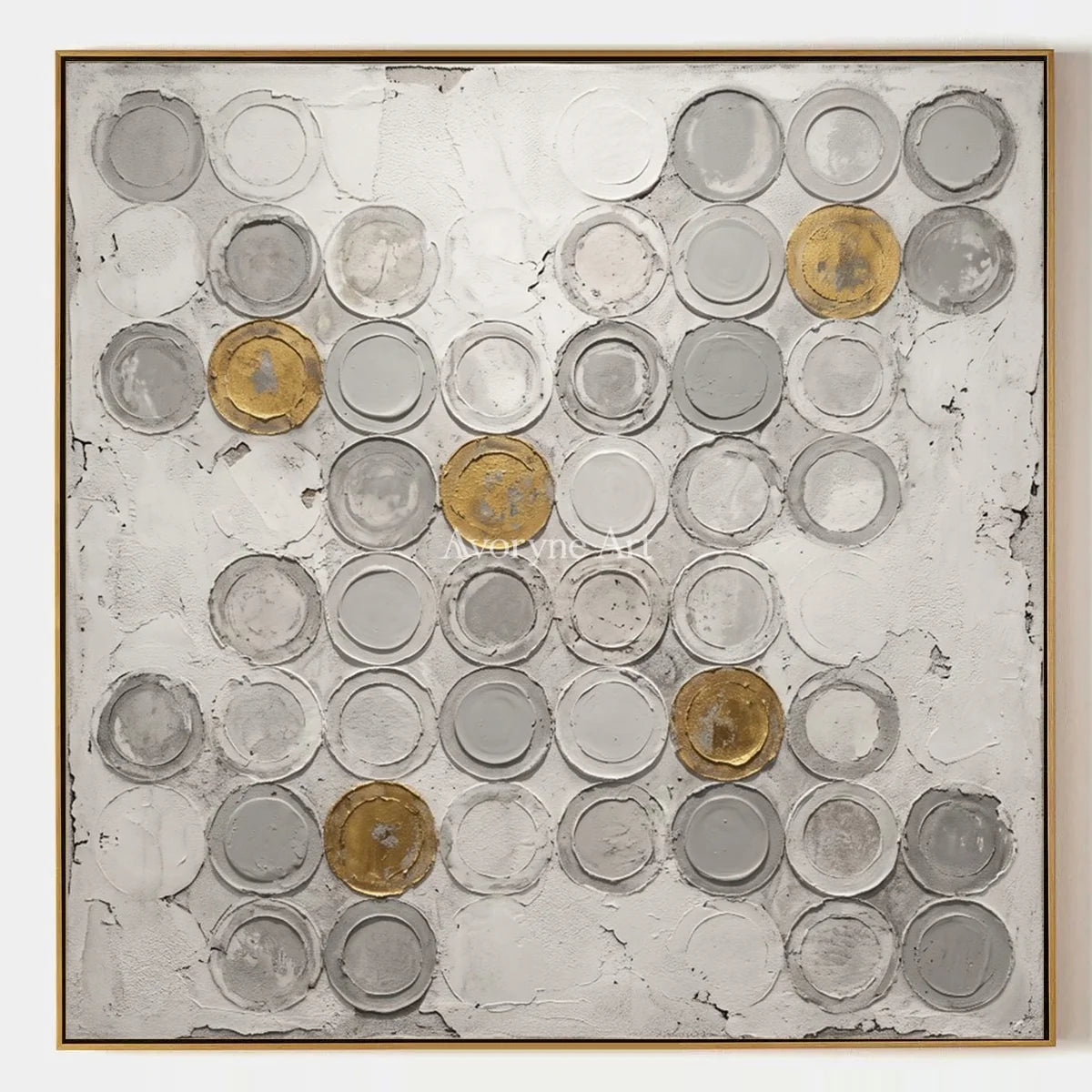 Soft Mosaic, hand-painted circle relief wall art by Lin Qiao