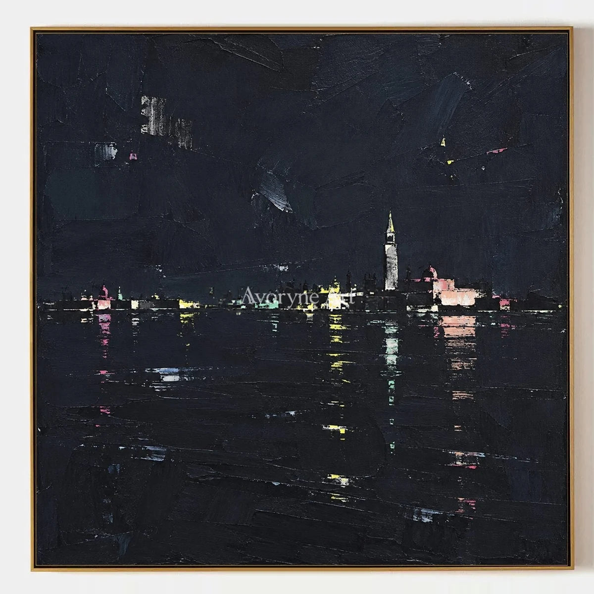Still Trace, hand-painted cityscape wall art by Isabelle Marchand
