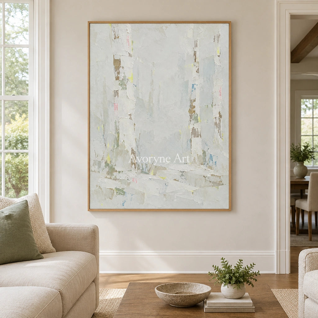 Tender Rhythm cityscape wall art with a wood frame in a villa living space