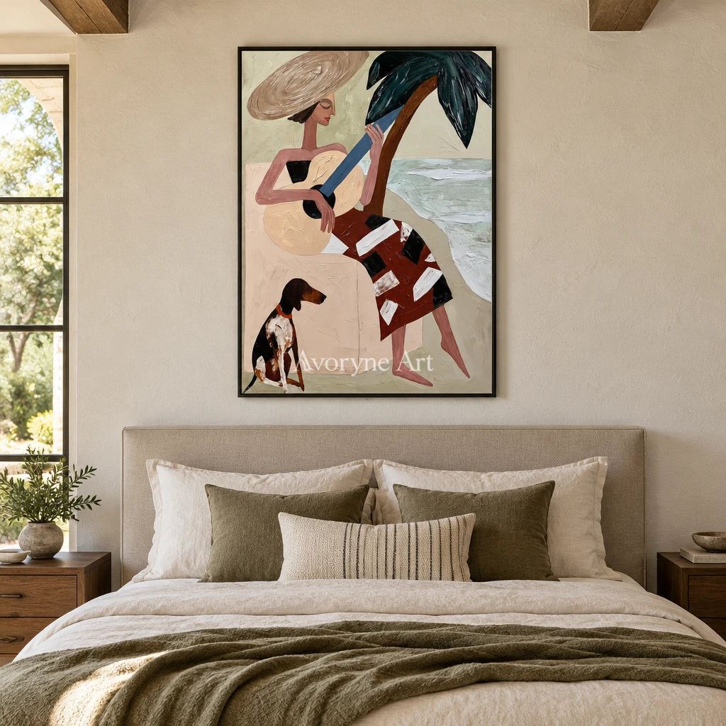 Ivory Winding Memory: Coastal Figure Art — bedroom black