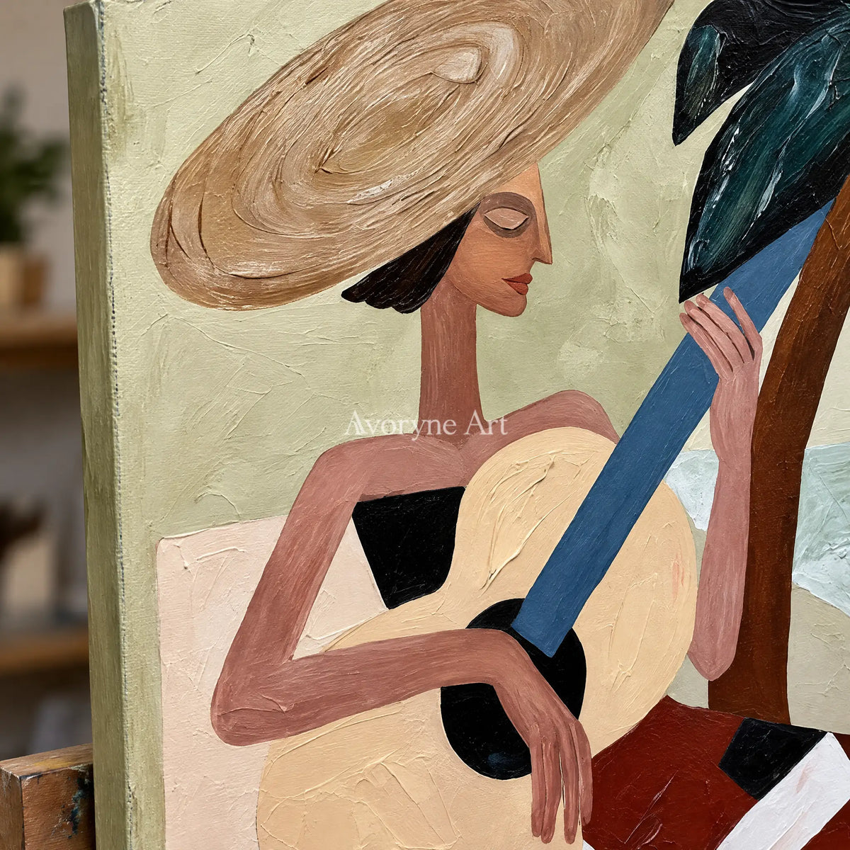Ivory Winding Memory: Coastal Figure Art — detail easel