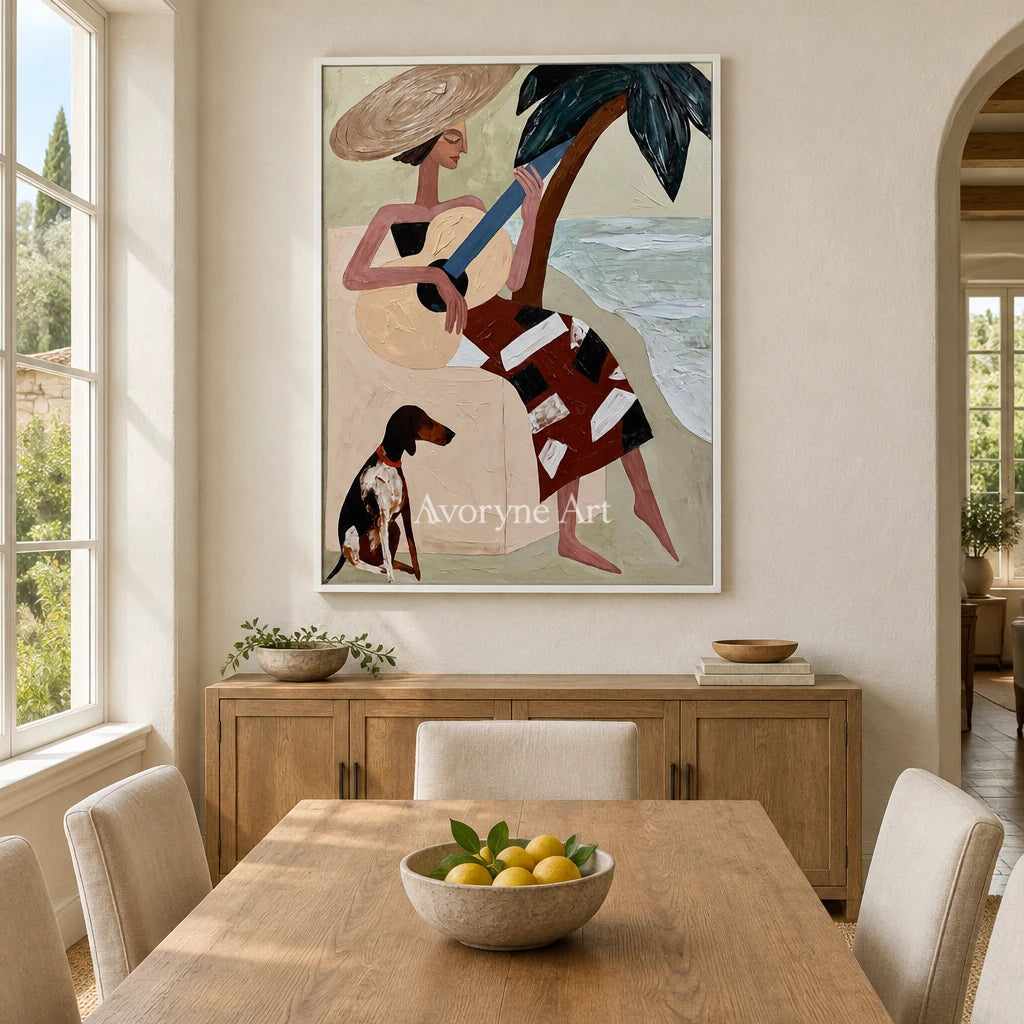 Ivory Winding Memory: Coastal Figure Art — dining white