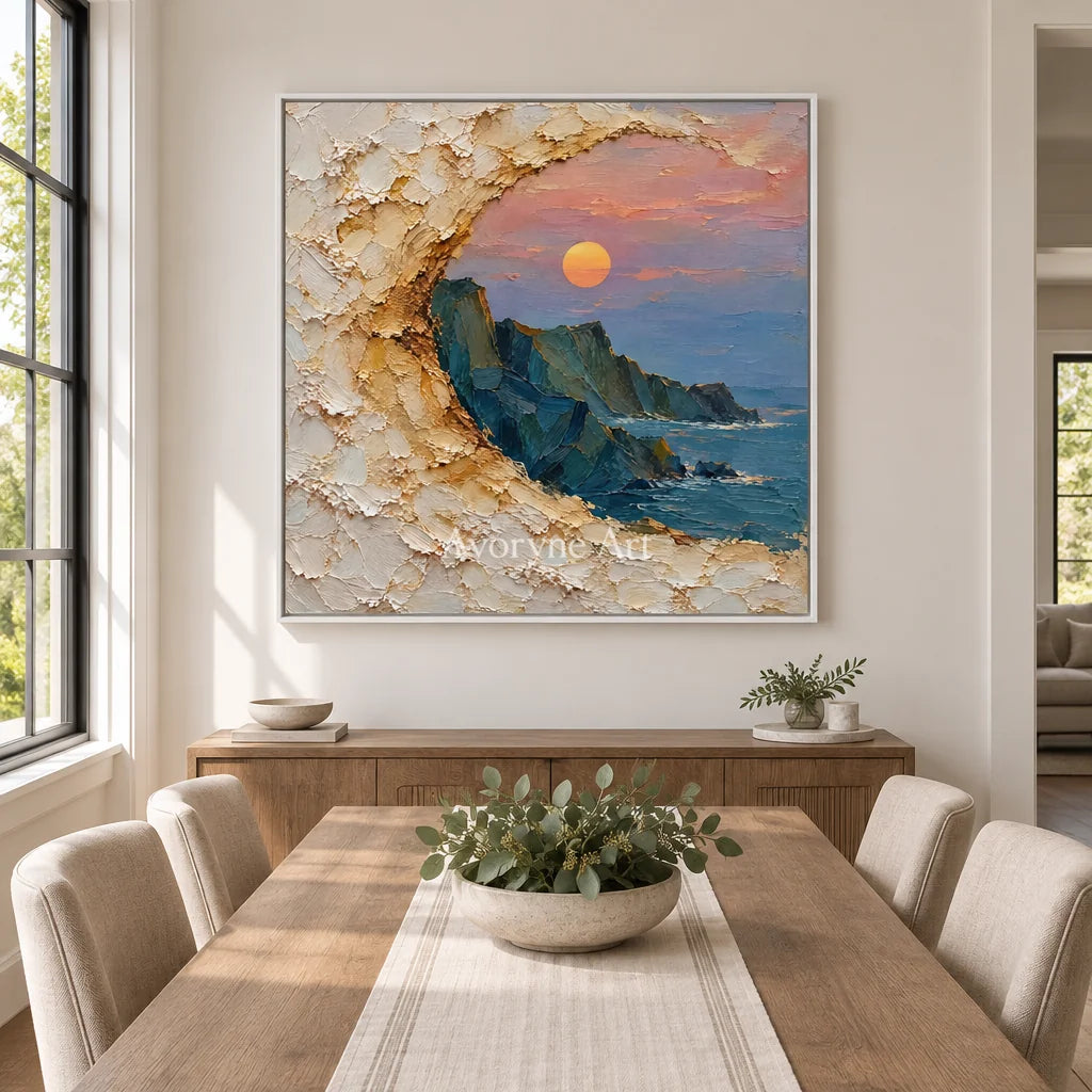 Gilded Cove: Coastal Relief Window Wall Art — dining white