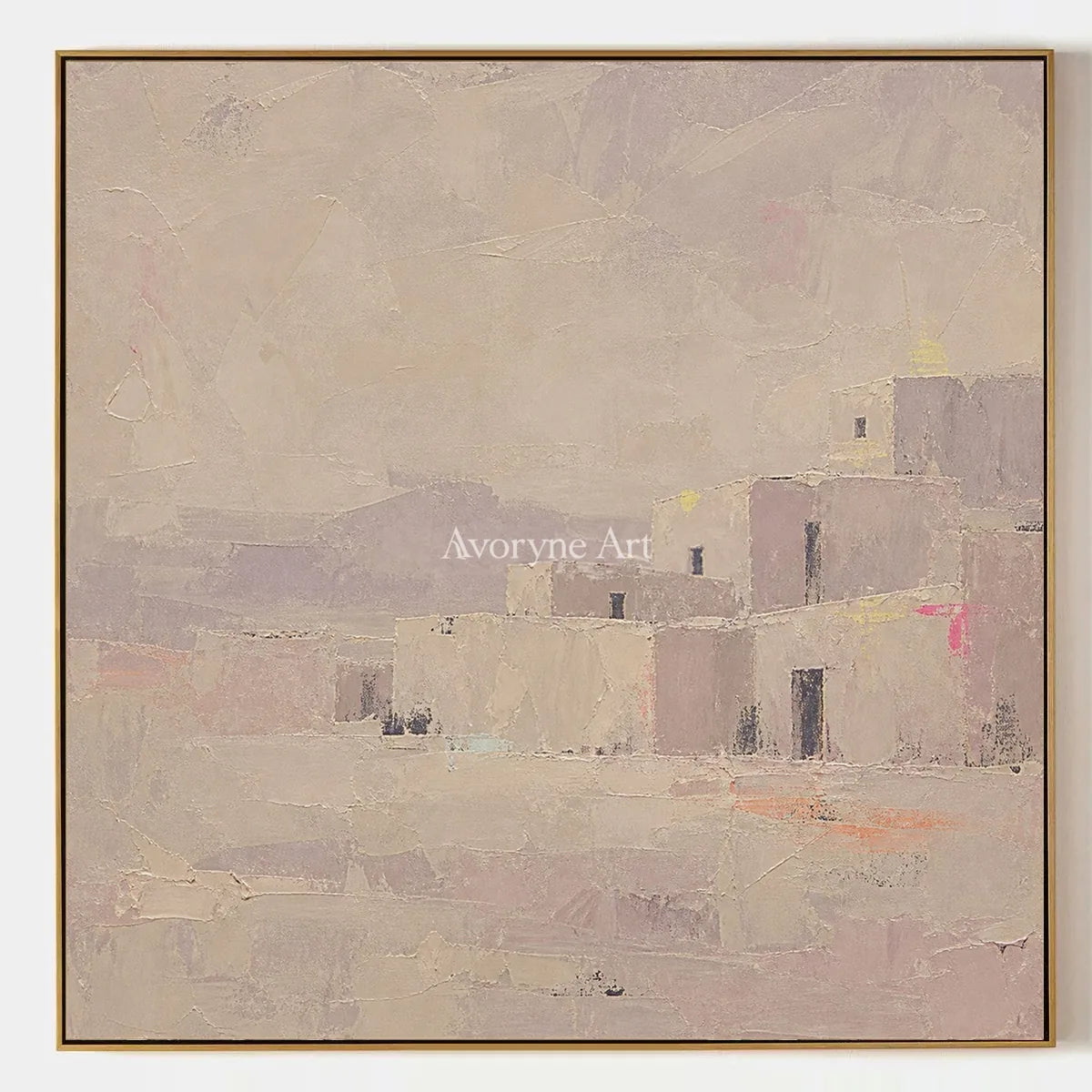 Lucent Story, hand-painted color block landscape wall art by Diego Morales