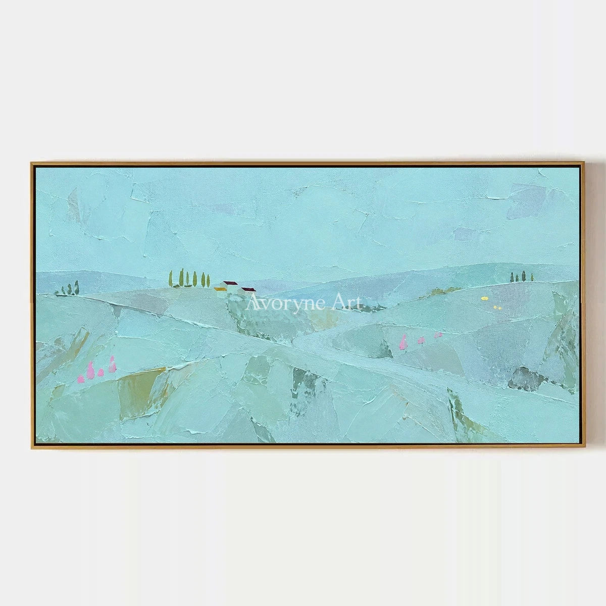 Still Story, hand-painted color block landscape wall art by Diego Morales