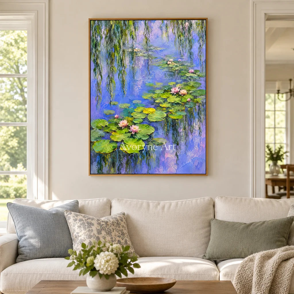 Willow Pool: Colorful Garden Pond Wall Art — villa wood