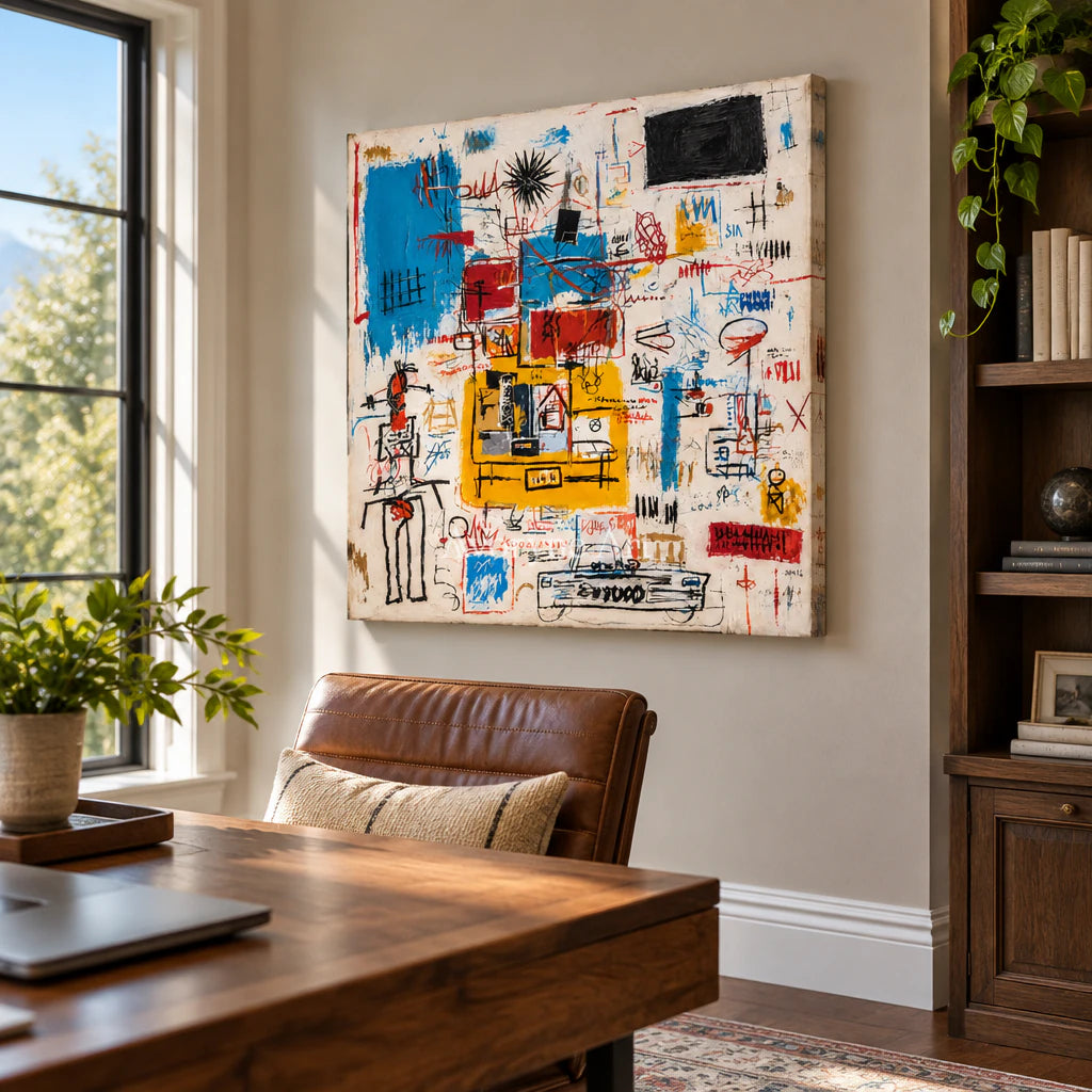 Urban Signal: Colorful Graffiti Abstract Wall Art — office frameless