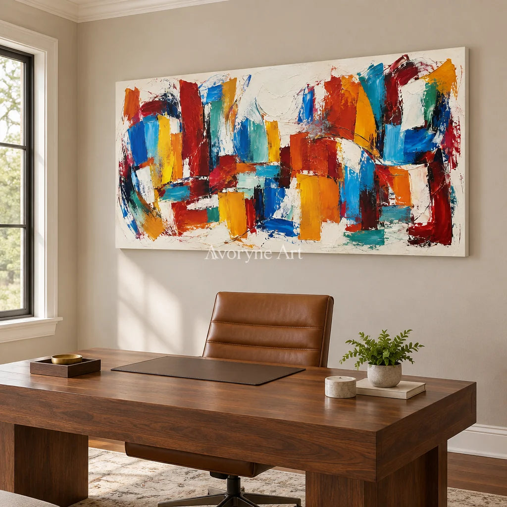 Bright Interplay: Colorful Knife Abstract Wall Art — office frameless