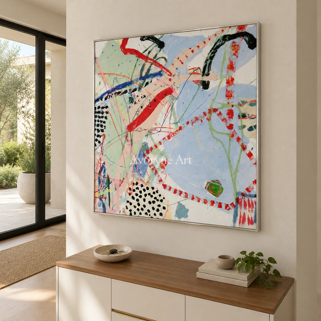 Ivory Quiet Light: Colorful Line Abstract — entry silver