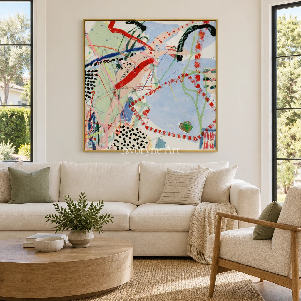 Ivory Quiet Light: Colorful Line Abstract — living gold