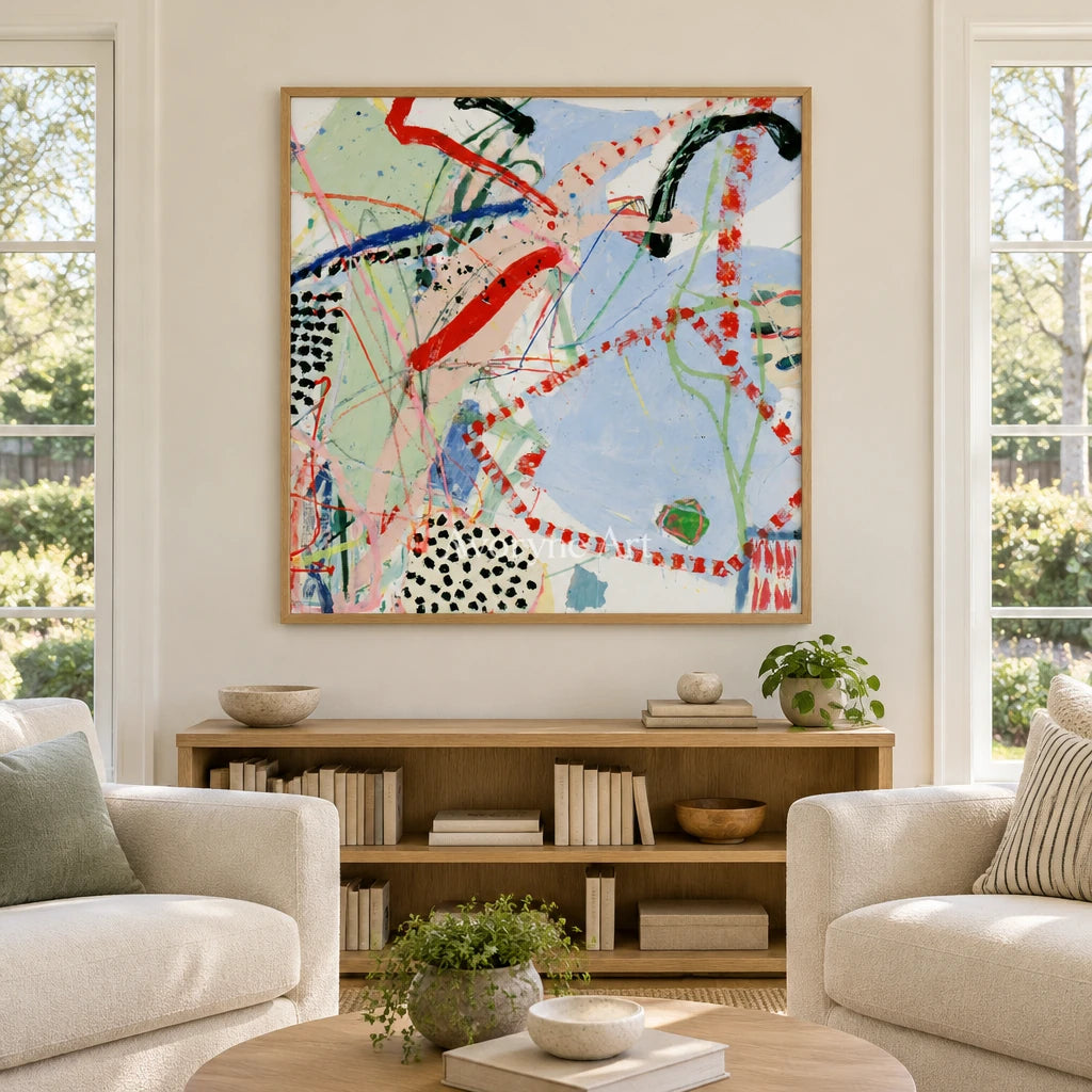Ivory Quiet Light: Colorful Line Abstract — villa wood