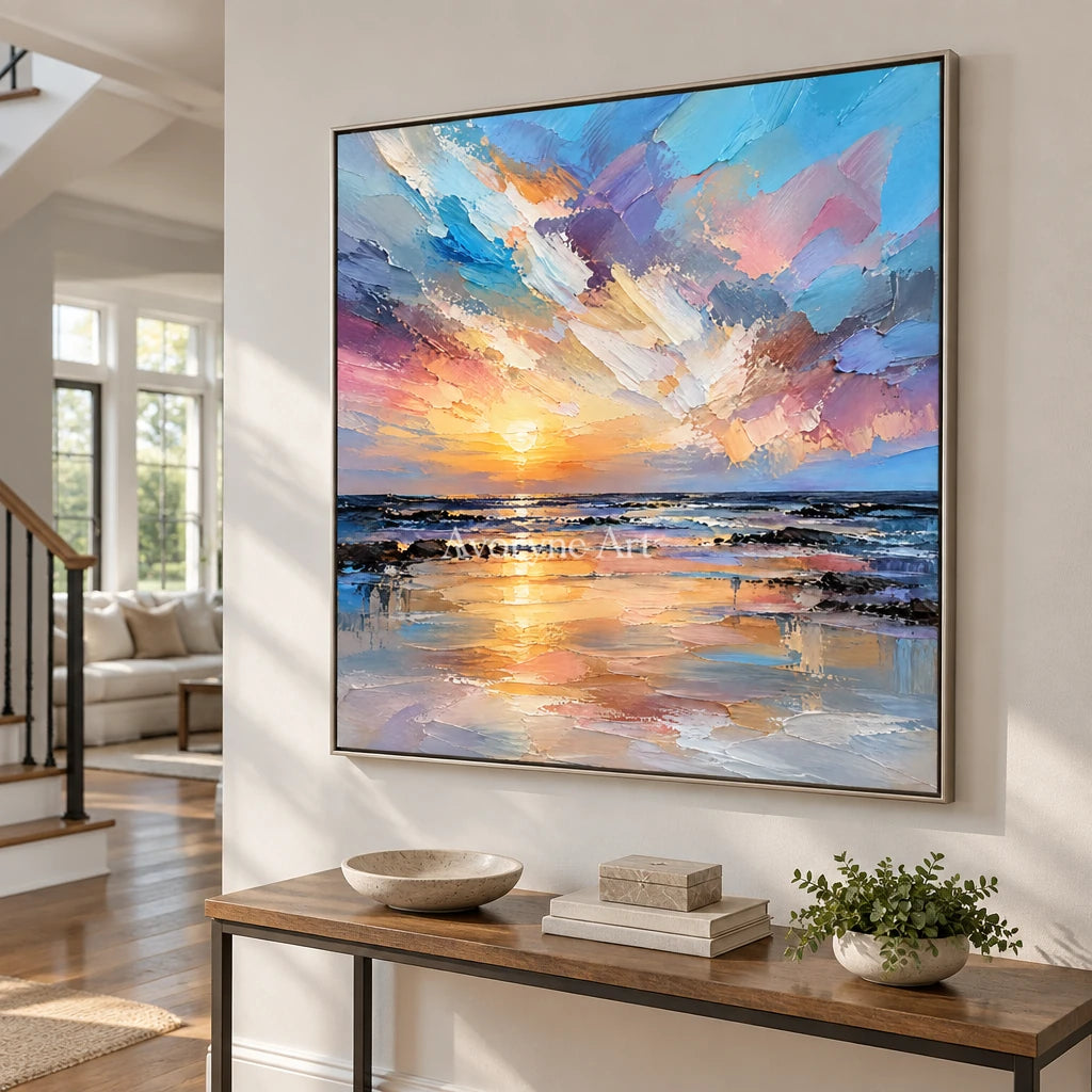 Violet Sundown: Colorful Ocean Sunset Wall Art — entry silver