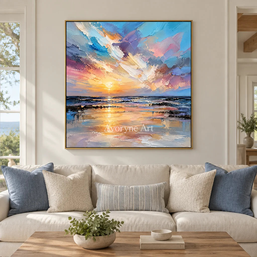 Violet Sundown: Colorful Ocean Sunset Wall Art — living gold