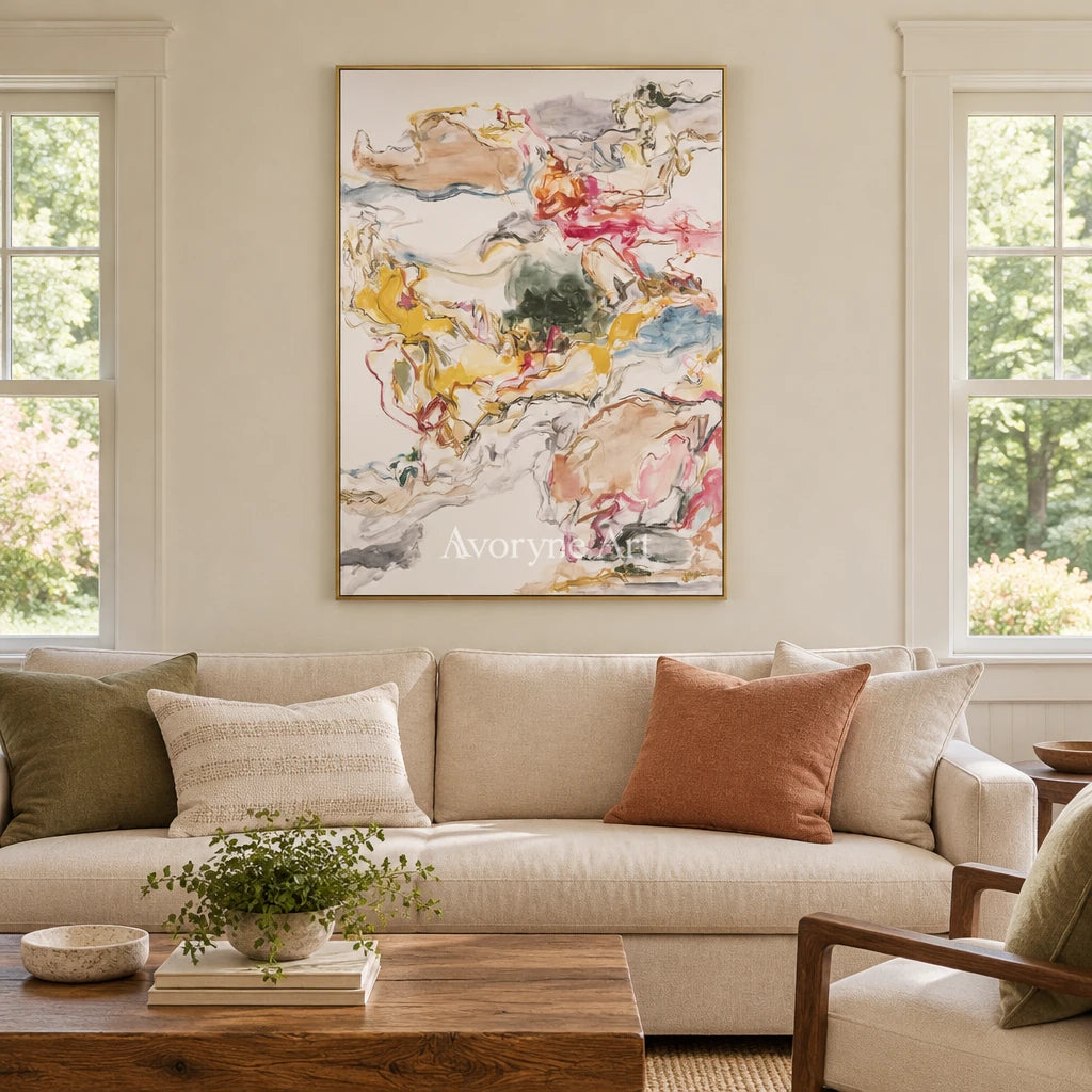 Ivory Painted Current: Colorful Organic Lines — living gold