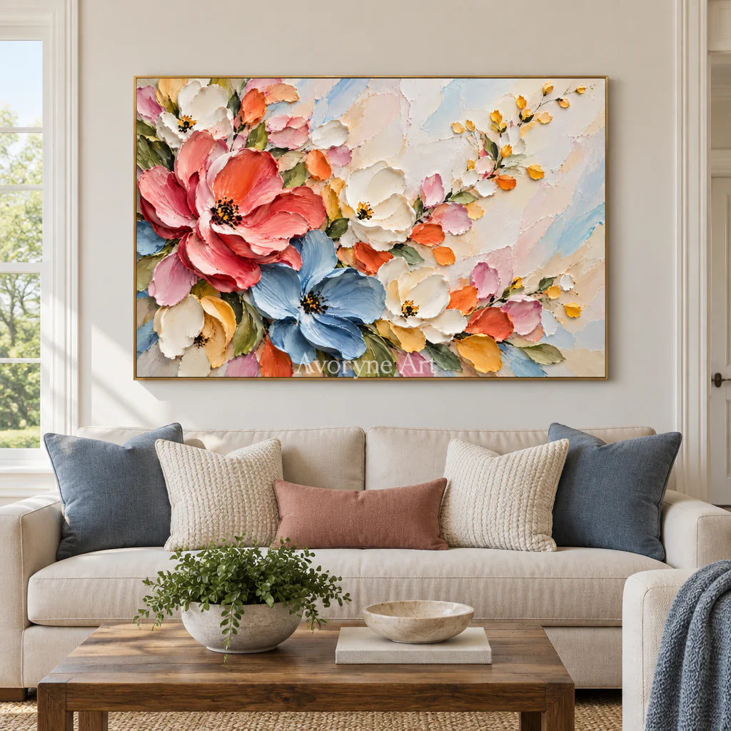Blooming Arc: Colorful Pink Floral Relief Wall Art — living gold