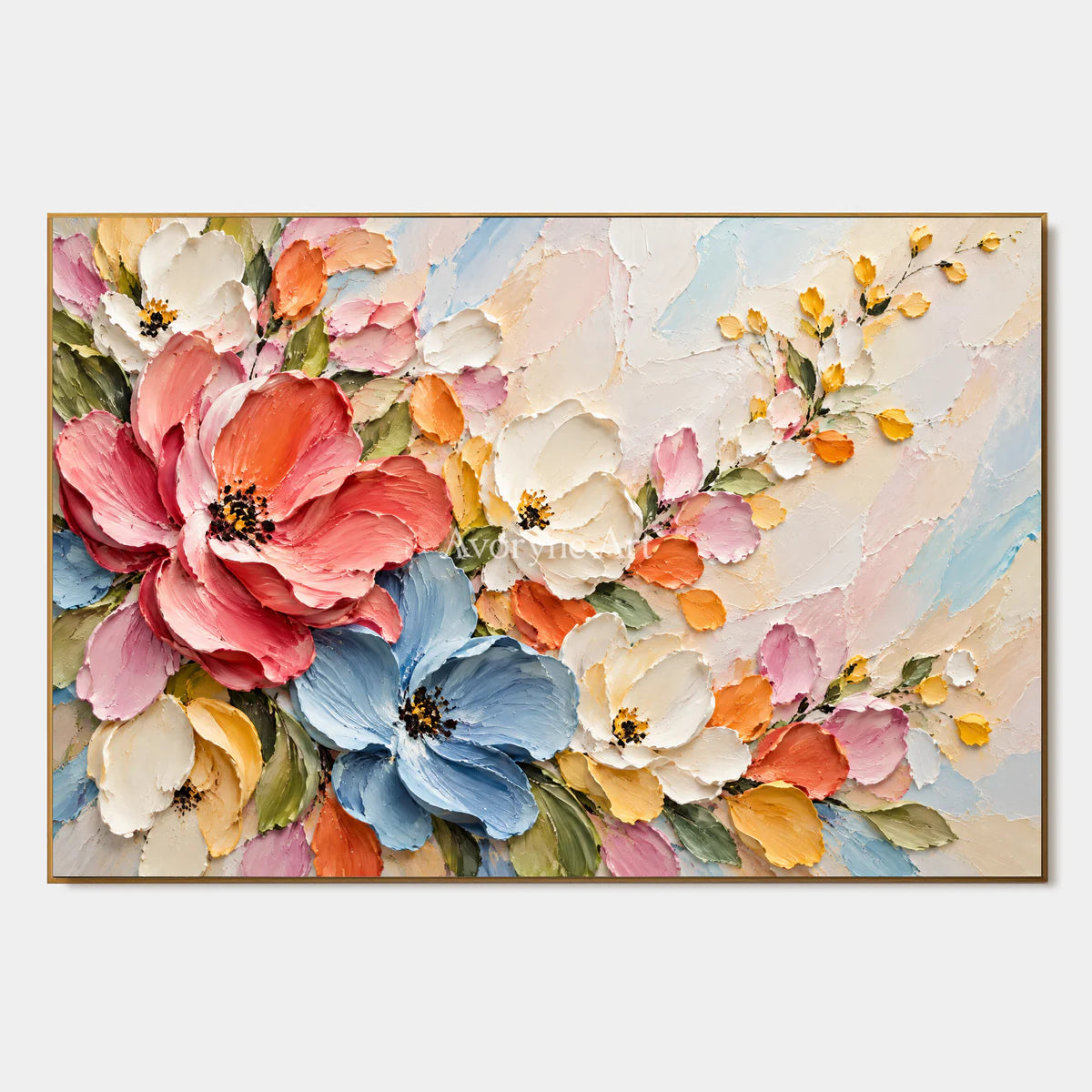 Blooming Arc: Colorful Pink Floral Relief Wall Art — primary