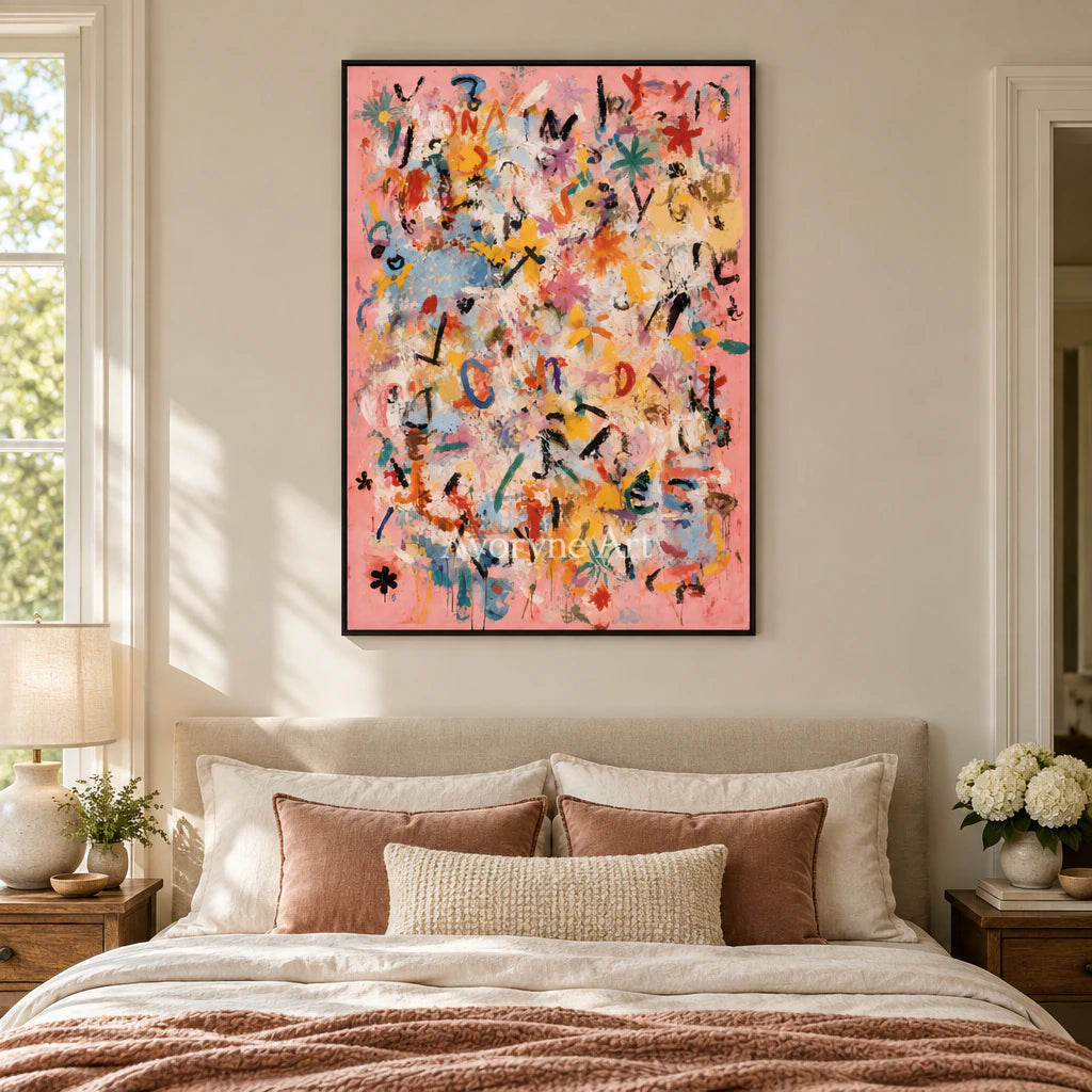 Candy Scribble: Colorful Pink Graffiti Wall Art — bedroom black