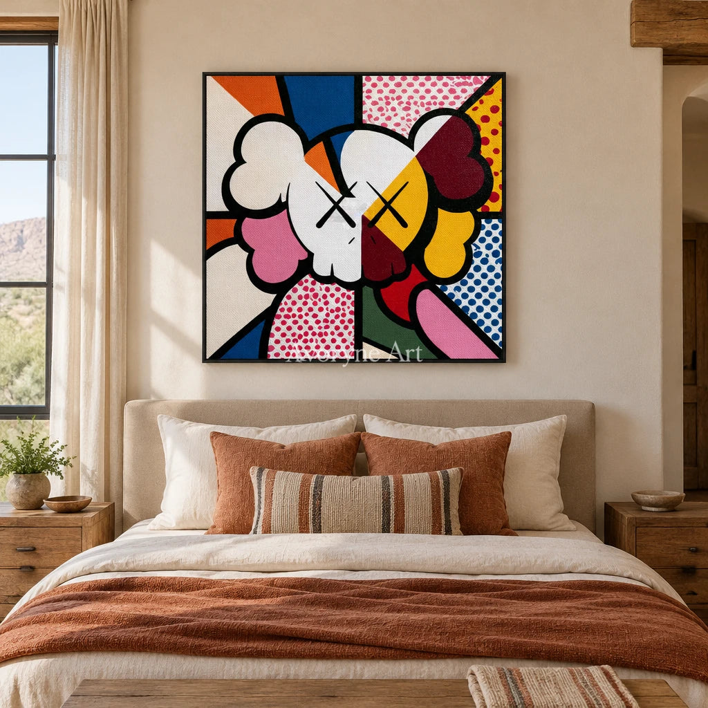 Ivory Tender Solace: Colorful Pop Face Art — bedroom black