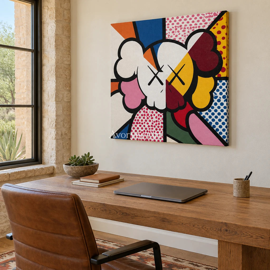 Ivory Tender Solace: Colorful Pop Face Art — office frameless