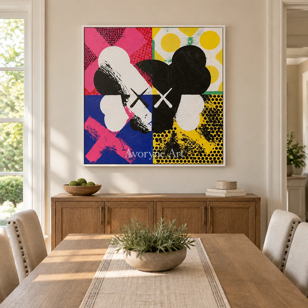 Ivory Tender Sonata: Colorful Pop Face Art — dining white
