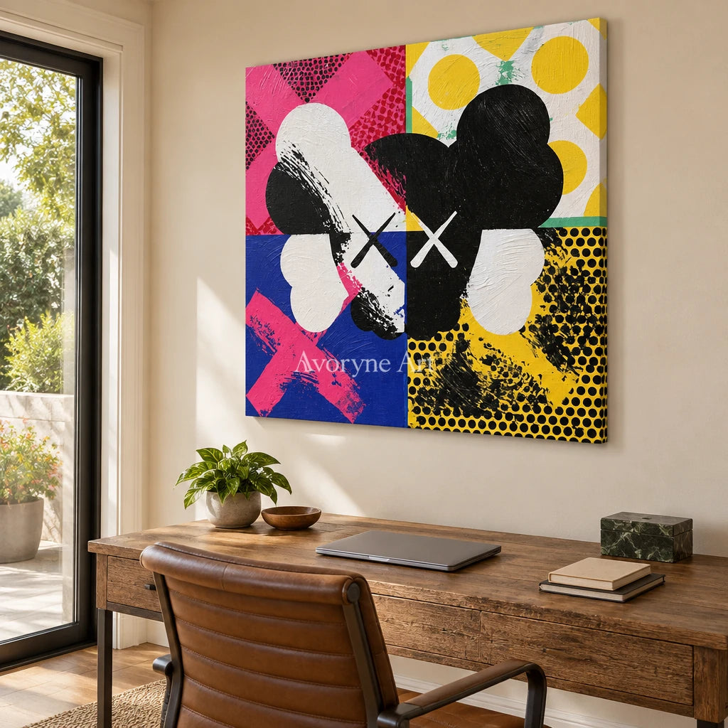 Ivory Tender Sonata: Colorful Pop Face Art — office frameless