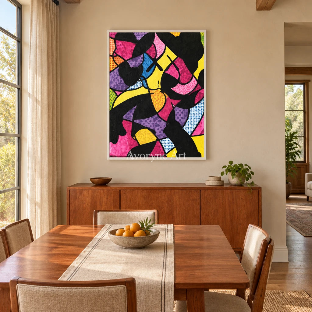 Ivory Tender Meadow: Colorful Pop Face Art — dining white