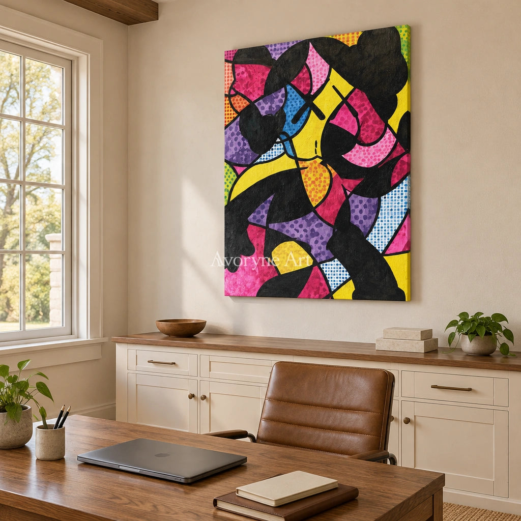 Ivory Tender Meadow: Colorful Pop Face Art — office frameless