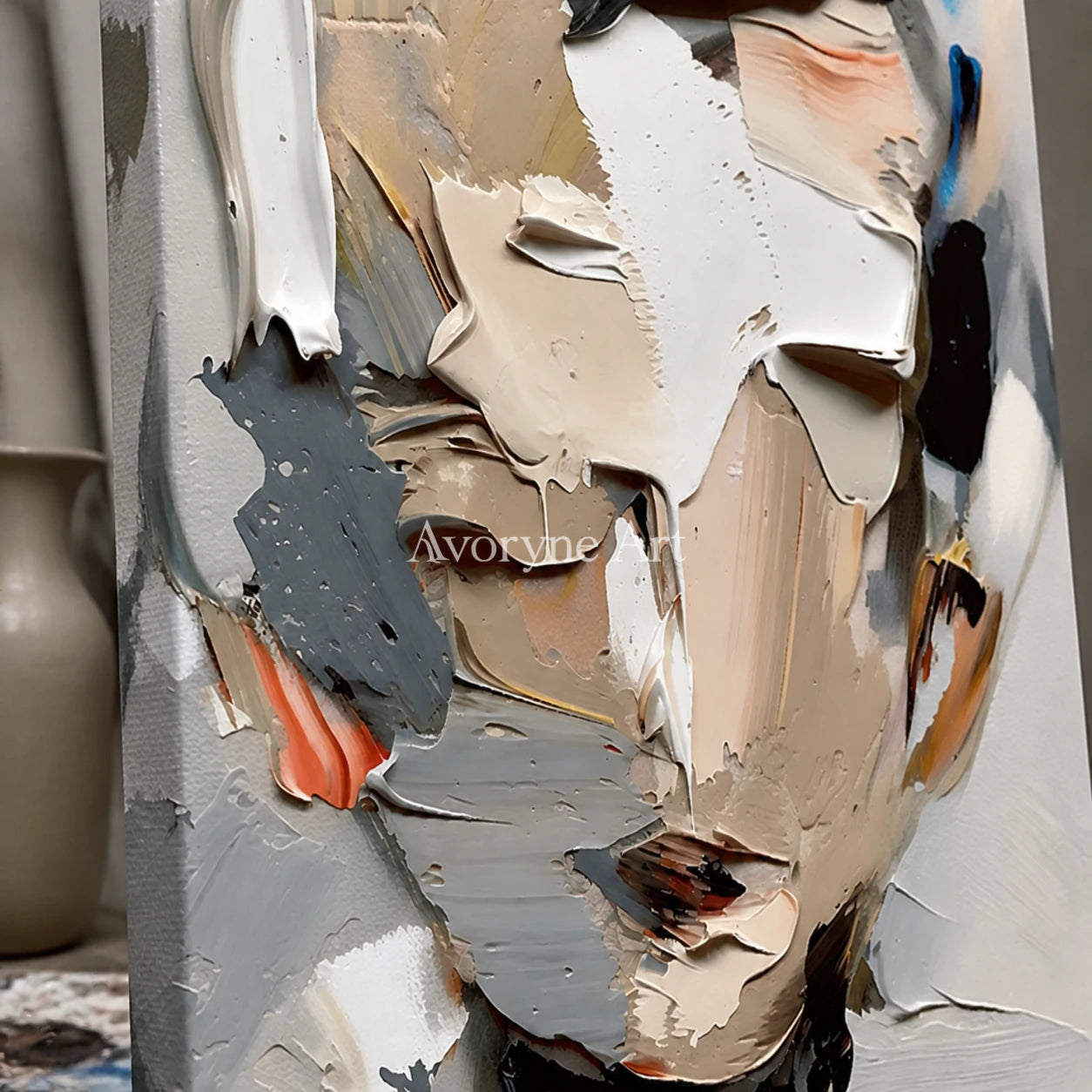 Unspoken Form: Contemporary Abstract Portrait Wall Art - detail