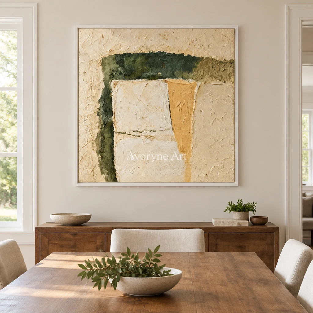 Aster Shore: Cream Color Abstract — dining white