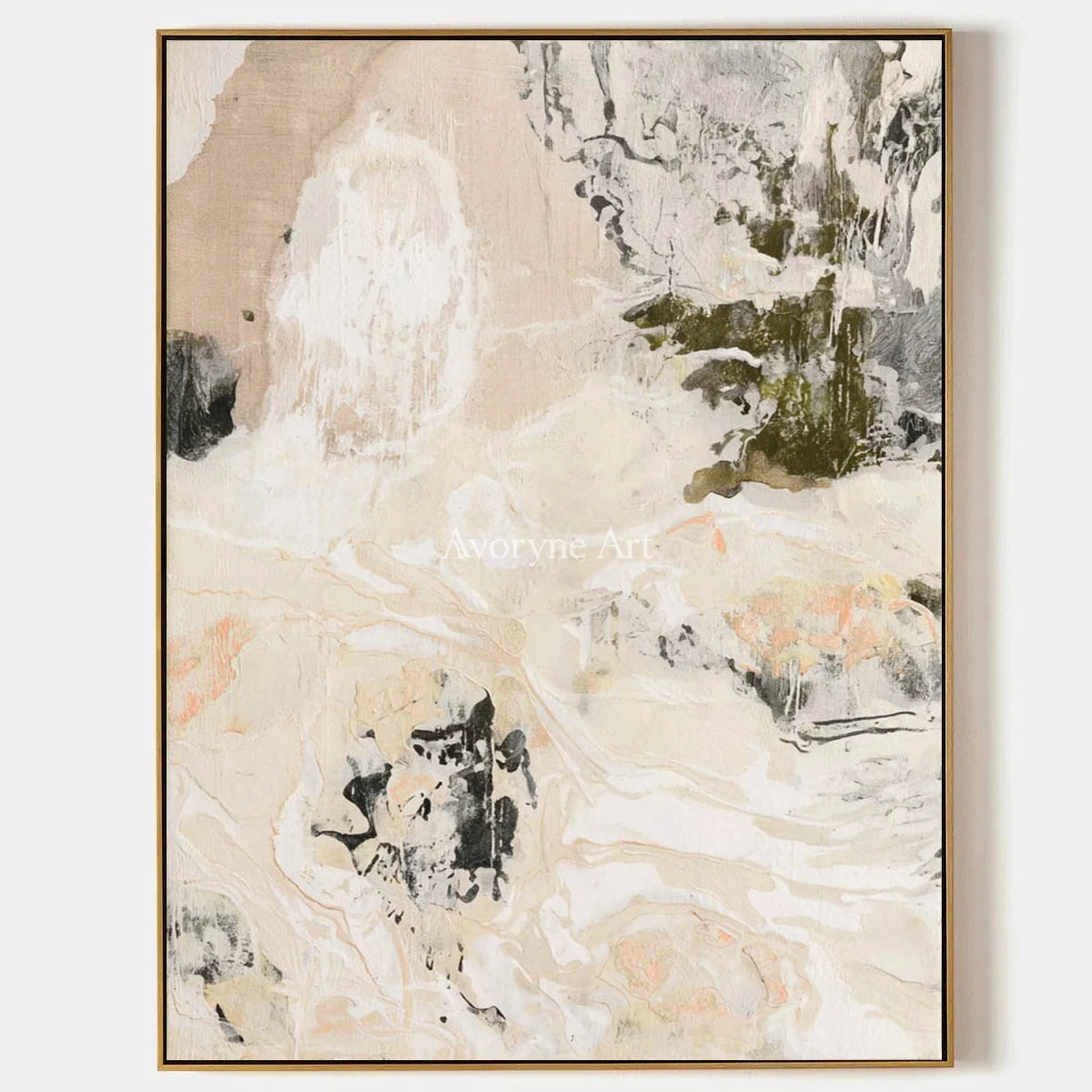 Ivory Painted Echo: Cream Gesture Art — primary