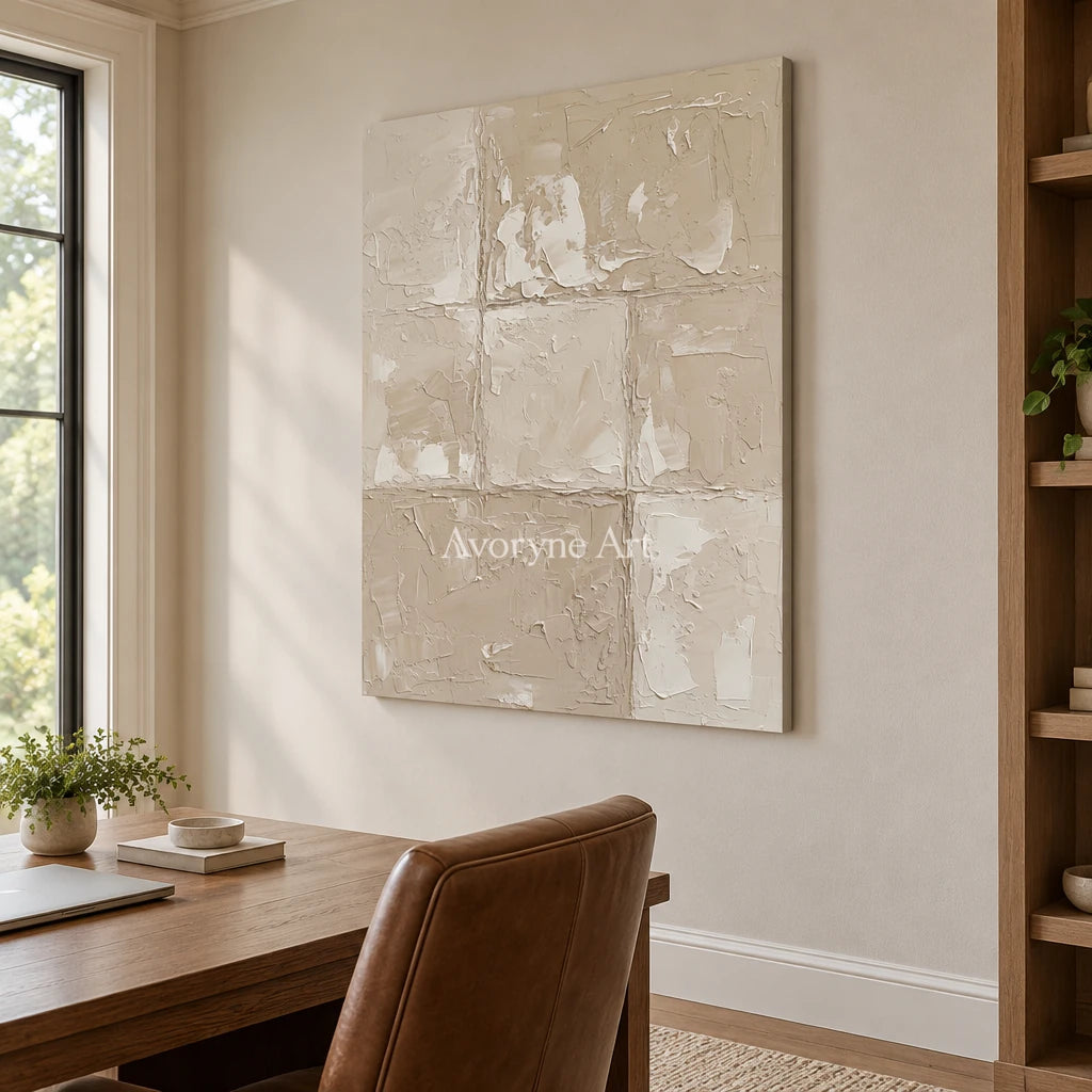 Aster Ochre: Cream Layered Relief — office frameless