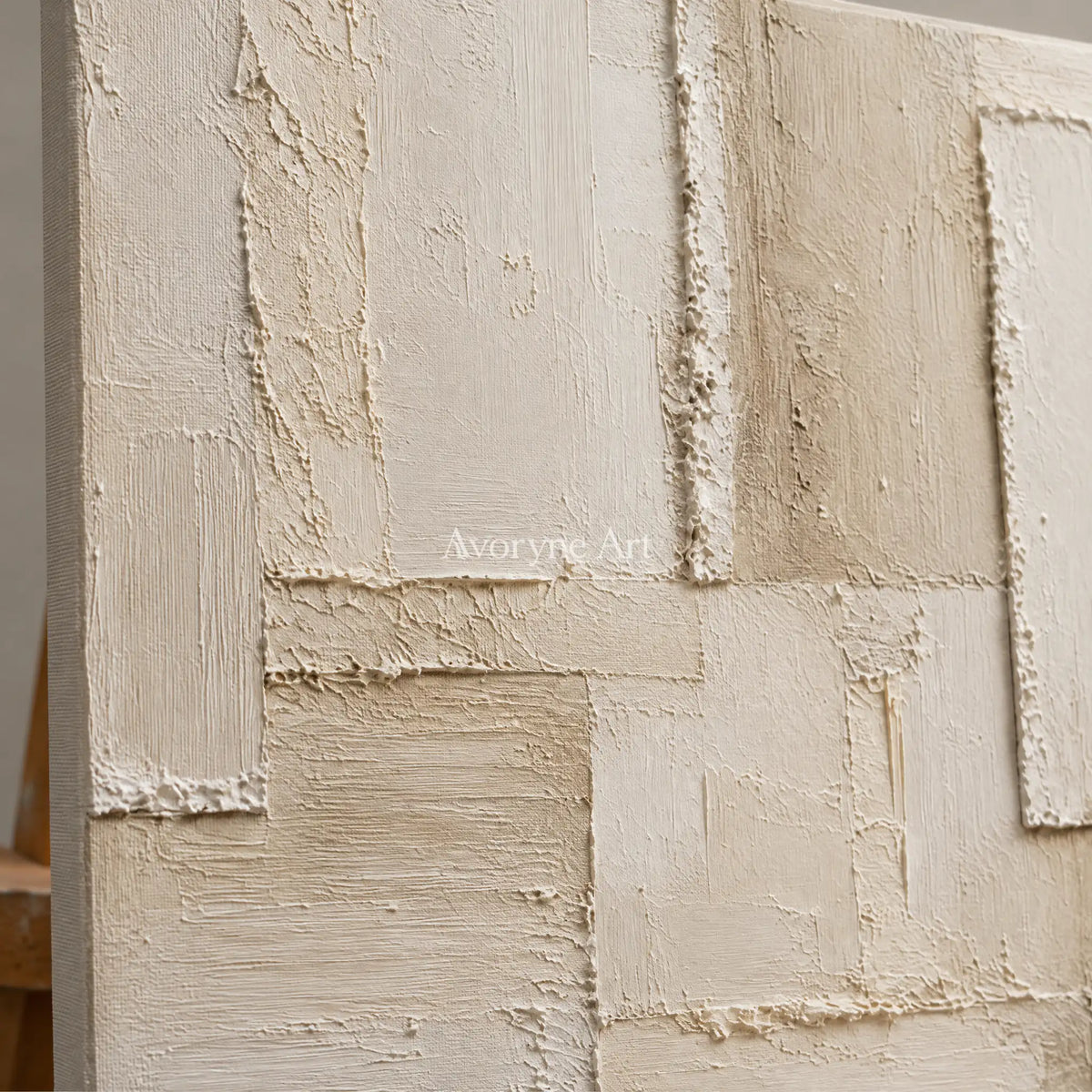 Aster Field: Cream Layered Relief — detail easel