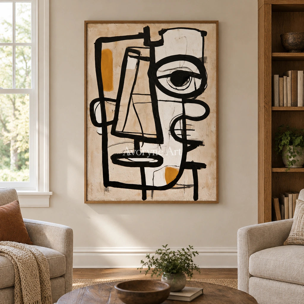 Ivory Winding Passage: Cubist Face Art — villa wood