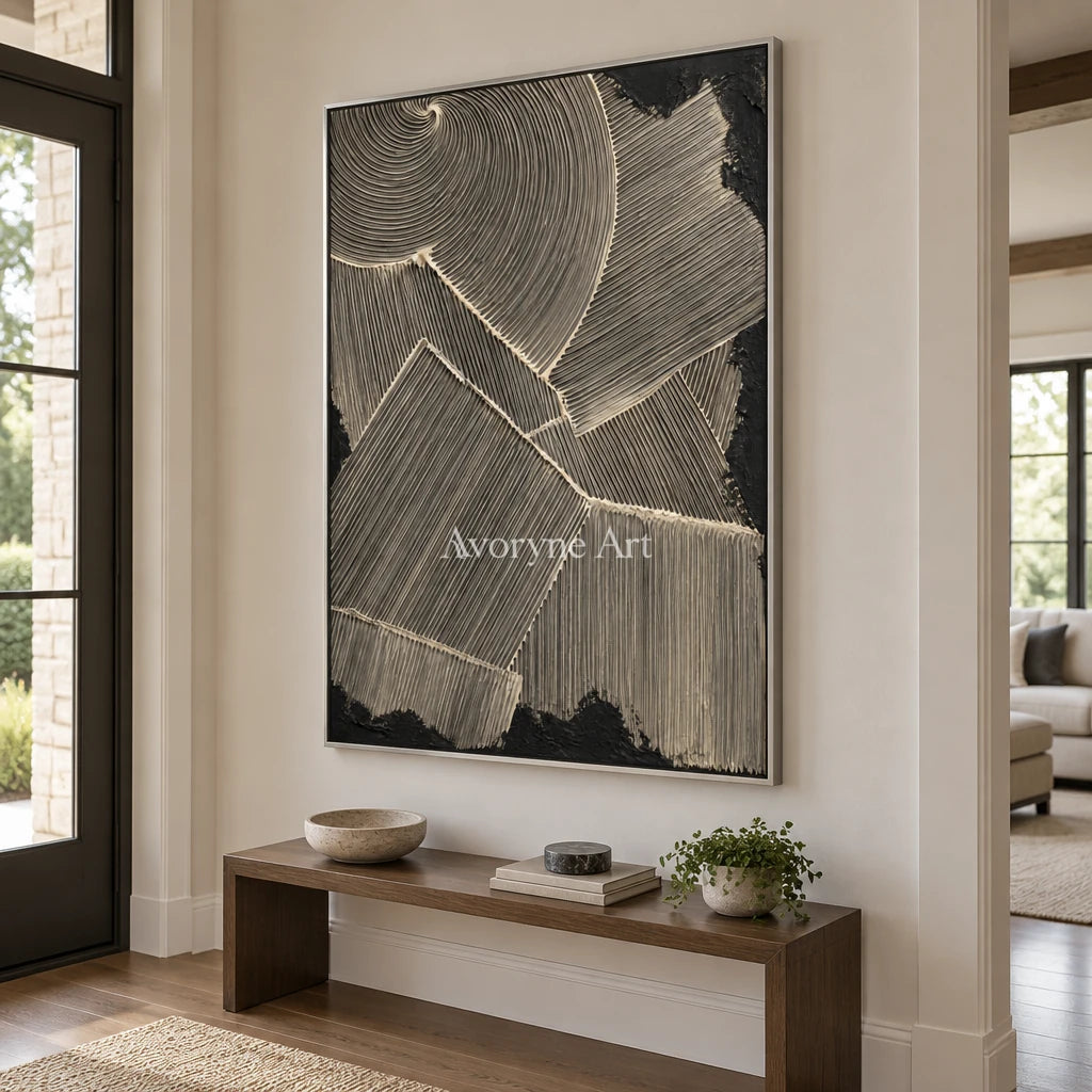 Graphite Facets: Dark Geometric Texture Wall Art — entry silver