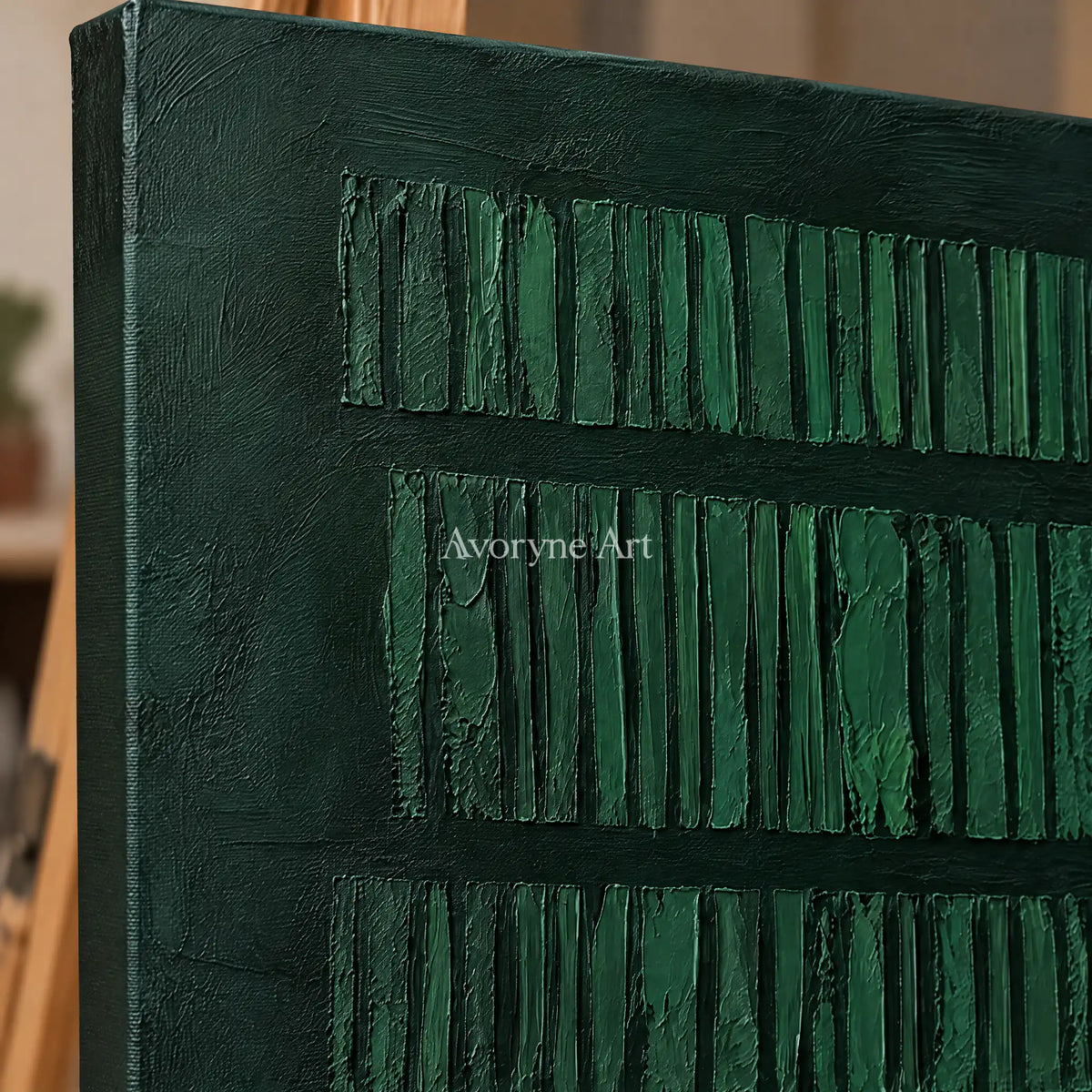 Forest Registers: Dark Green Textured Art Wall Art — detail easel