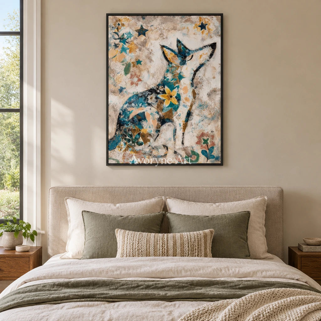 Ivory Amber Gesture: Decorative Dog Art — bedroom black