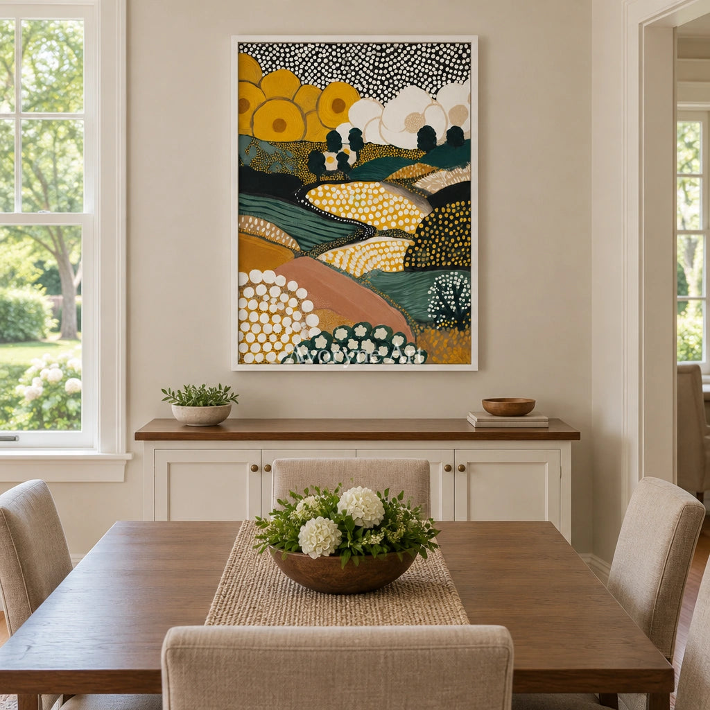 Ivory Distant Vista: Decorative Field Art — dining white