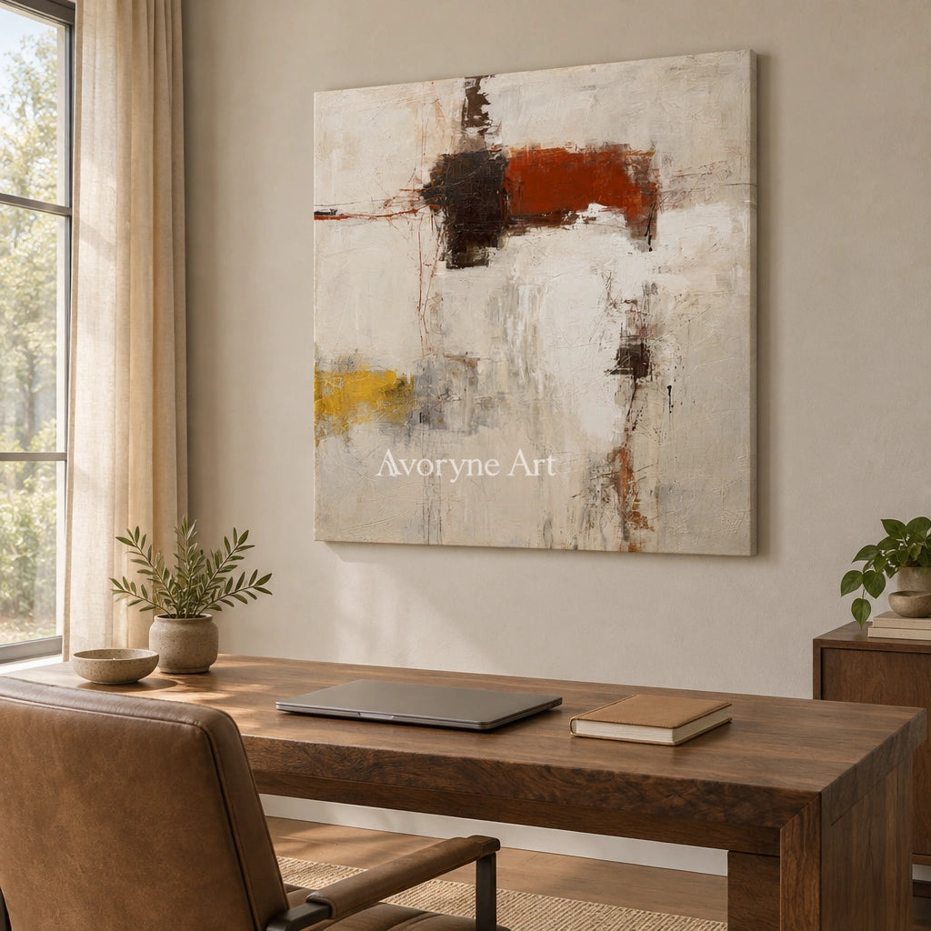 Ivory Lucent Sonata: Earth Block Abstract — office frameless
