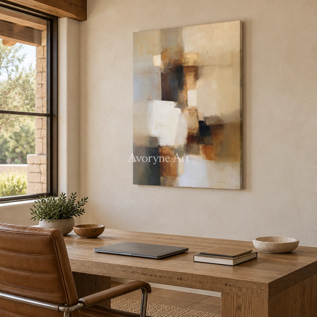 Ivory Lucent Meadow: Earth Block Abstract — office frameless