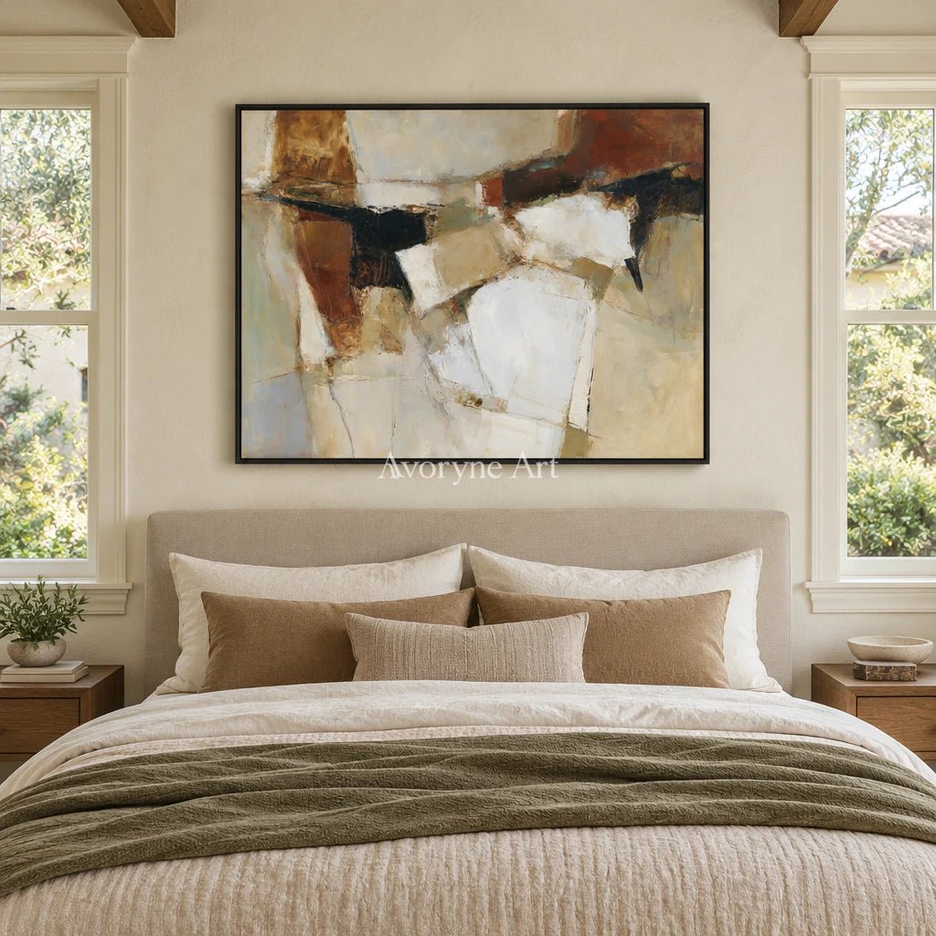 Ivory Lucent Light: Earth Block Abstract — bedroom black