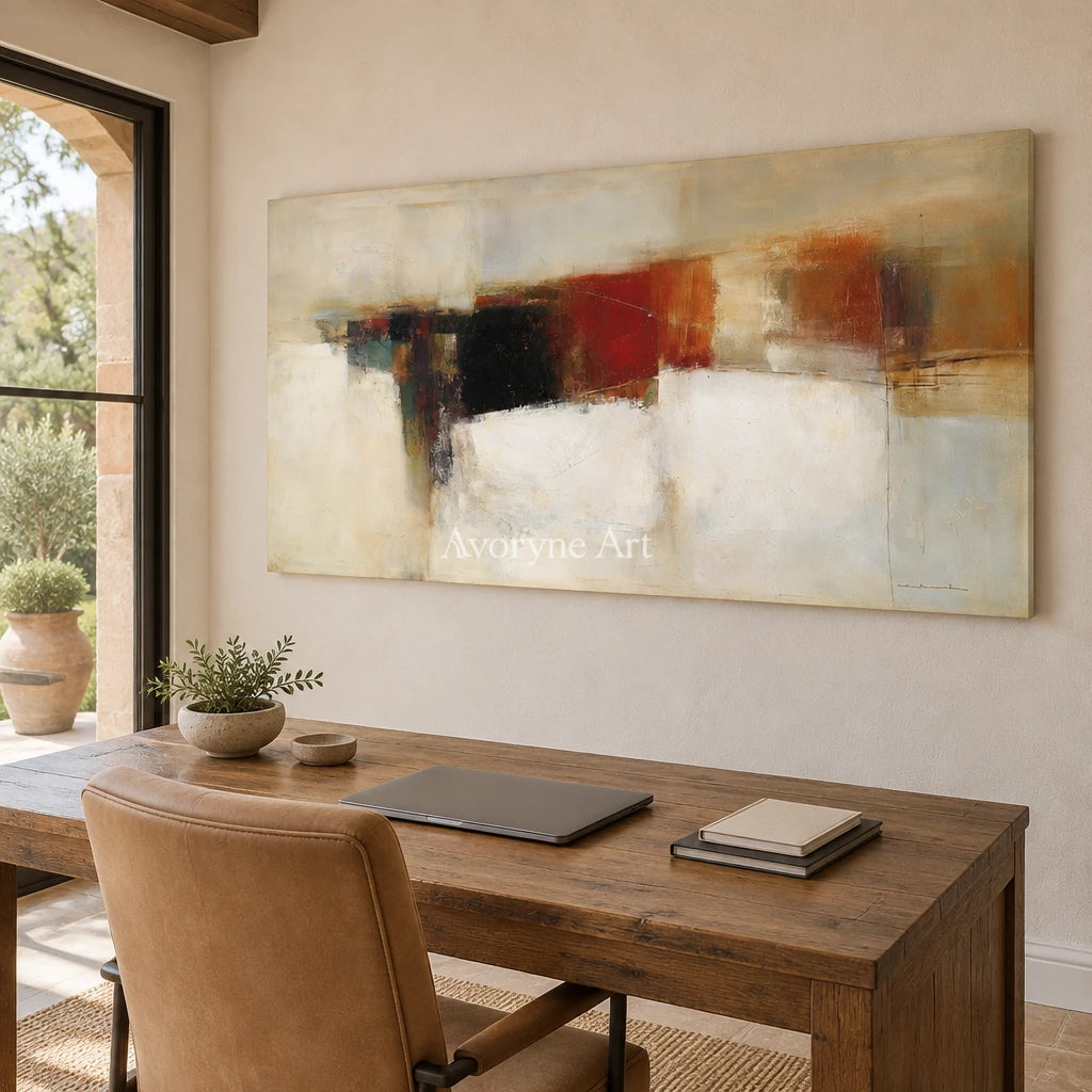 Ivory Open Interval: Earth Block Abstract — office frameless