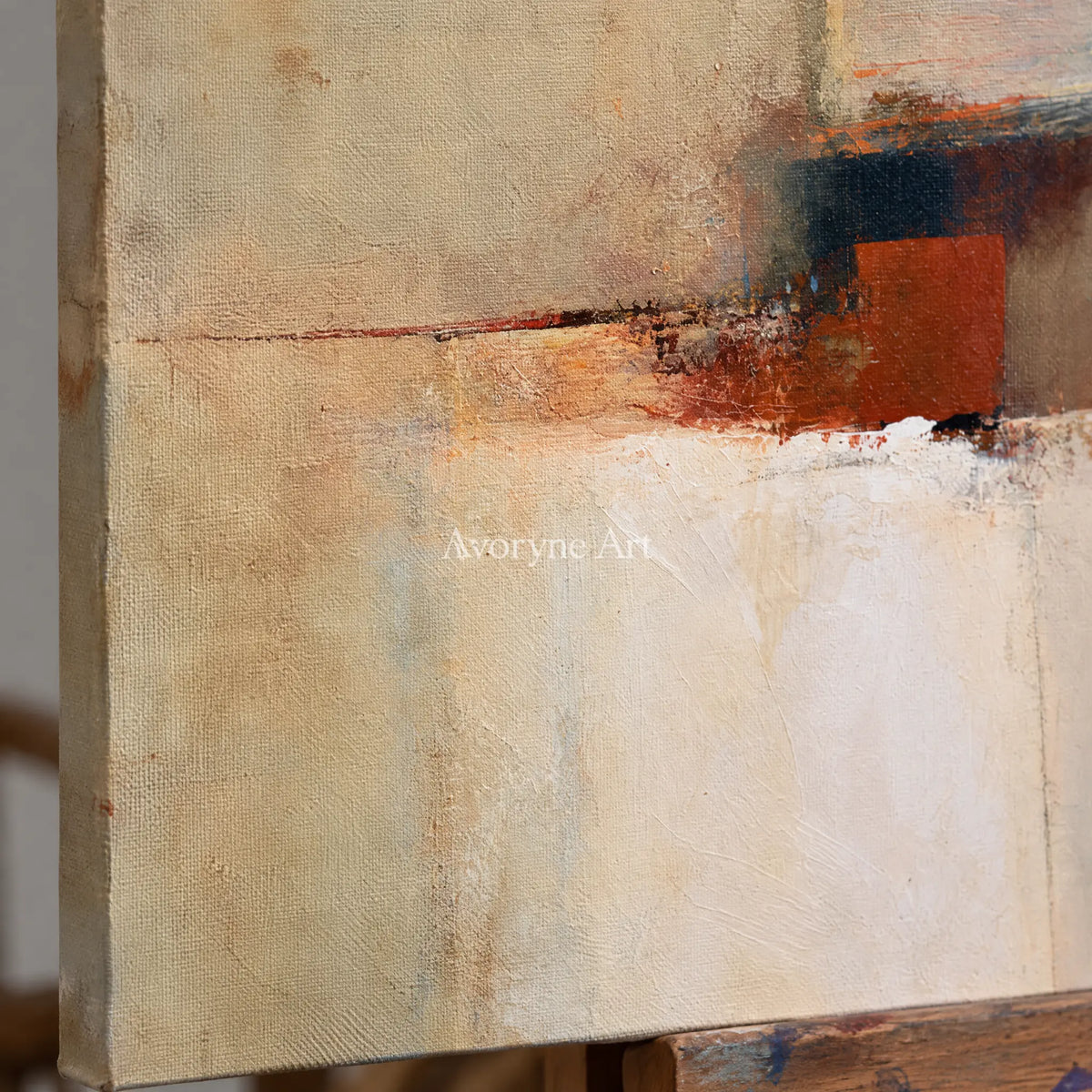 Ivory Open Reverie: Earth Block Abstract — detail easel