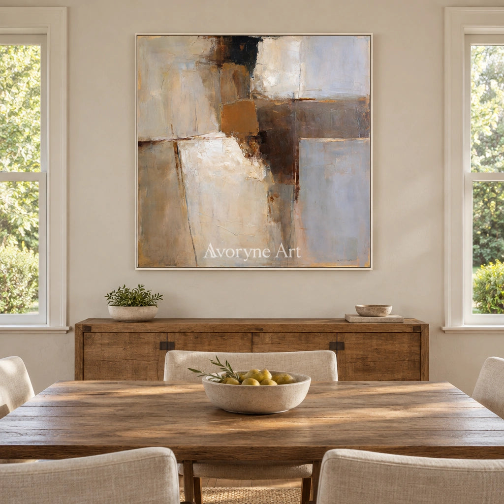 Ivory Open Verse: Earth Block Abstract — dining white