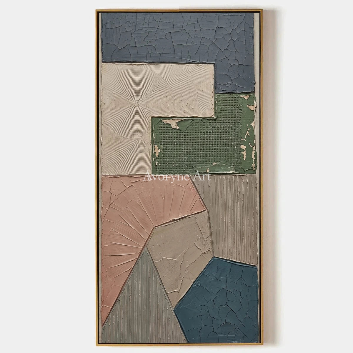 Mineral Interval, hand-painted earth patch texture wall art by Min-Jun Park